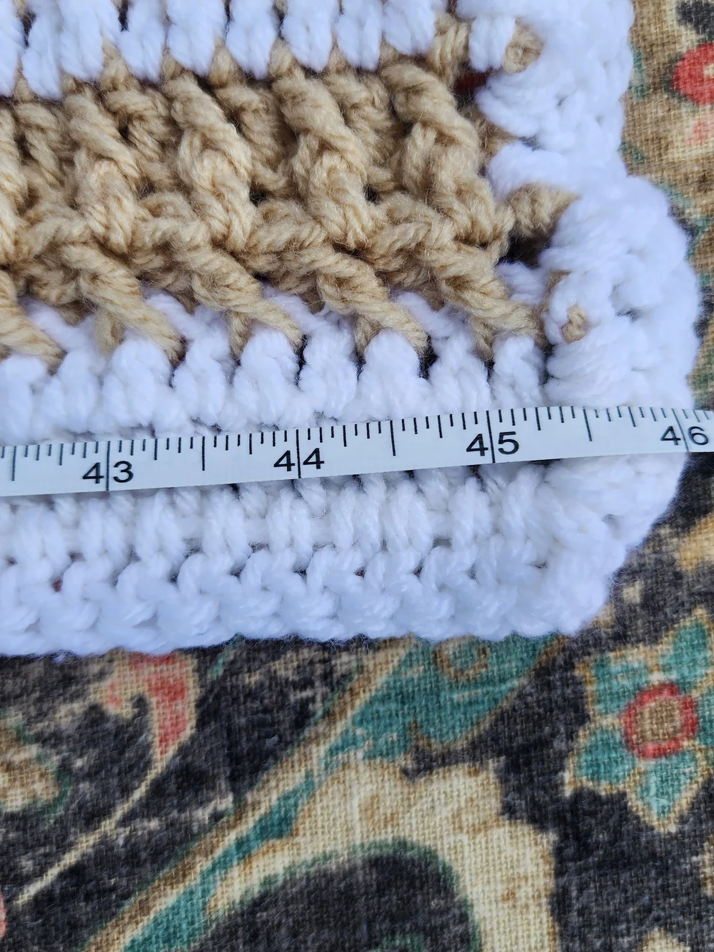 Handmade White and Tan Crochet Throw Blanket - Cozy Home Bedding